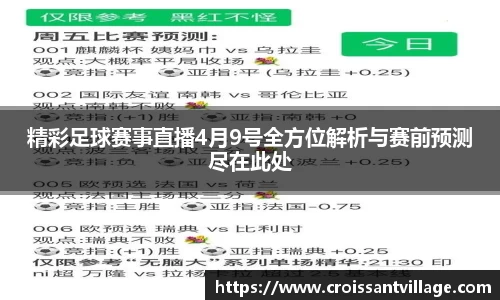 精彩足球赛事直播4月9号全方位解析与赛前预测尽在此处