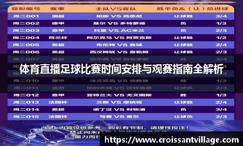 体育直播足球比赛时间安排与观赛指南全解析